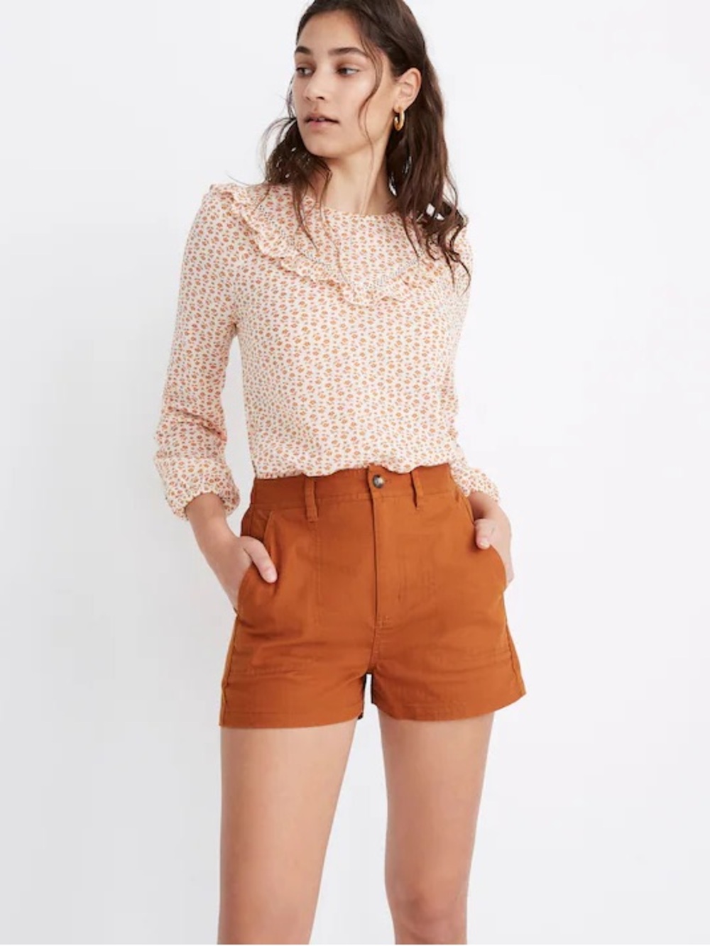 Madewell Camp Cotton Shorts in Tangerine Size Small